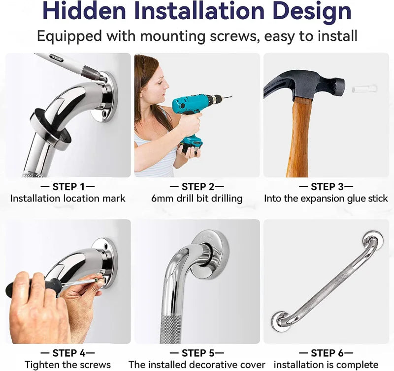 SafeGrip Stainless Steel Shower Bar – Safety and Stability for Any Bathroom